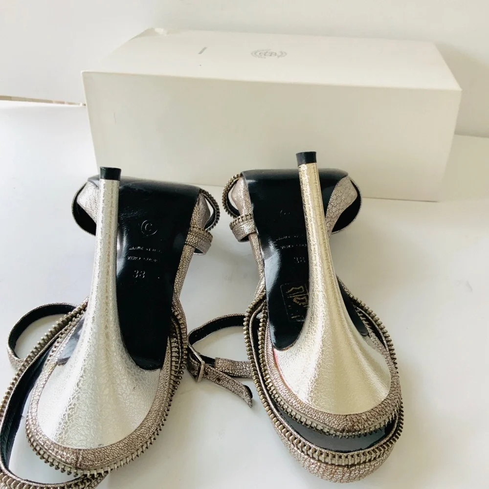 Alexander McQueen skull silver high heel sandals 38